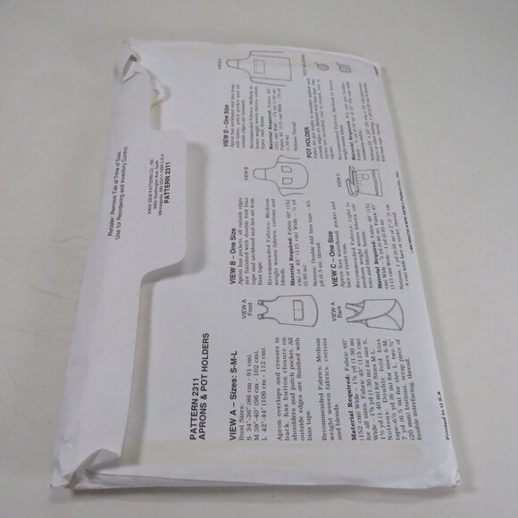 Kwik Sew 2311 Sewing Pattern NEW (5 styles of Aprons) UNCUT - Picture 6 of 7